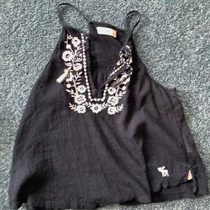 Navy blue tank top with flowers